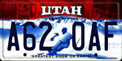 UT license plate A620AF