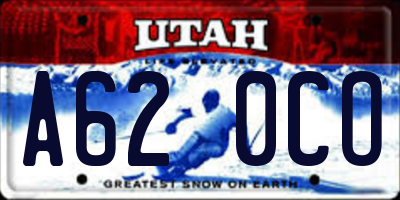 UT license plate A620CO