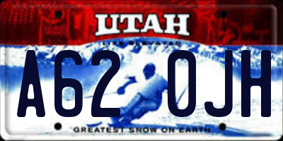 UT license plate A620JH