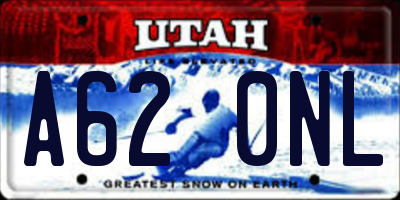 UT license plate A620NL