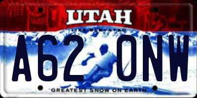 UT license plate A620NW