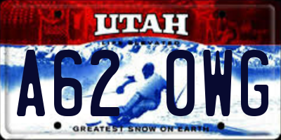 UT license plate A620WG