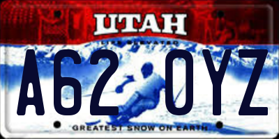UT license plate A620YZ