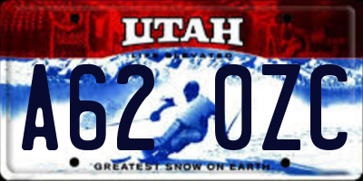 UT license plate A620ZC