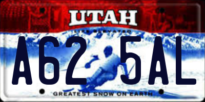 UT license plate A625AL