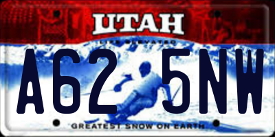 UT license plate A625NW