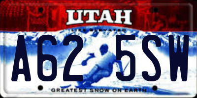UT license plate A625SW