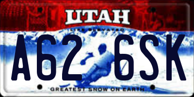 UT license plate A626SK
