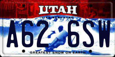UT license plate A626SW