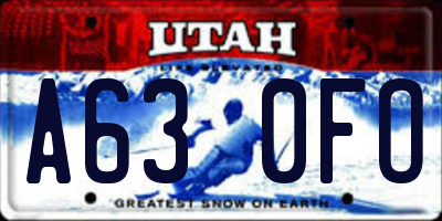 UT license plate A630FO