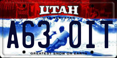 UT license plate A630IT