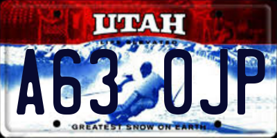 UT license plate A630JP