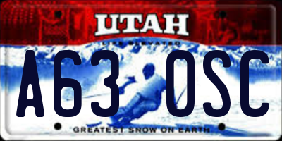 UT license plate A630SC