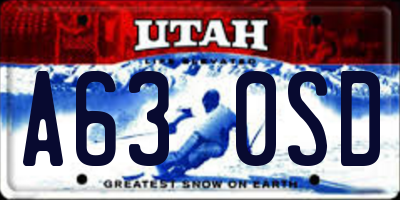 UT license plate A630SD