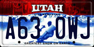 UT license plate A630WJ