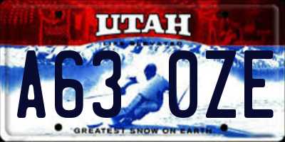 UT license plate A630ZE