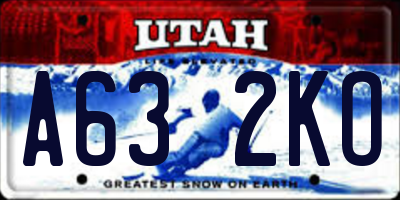 UT license plate A632KO