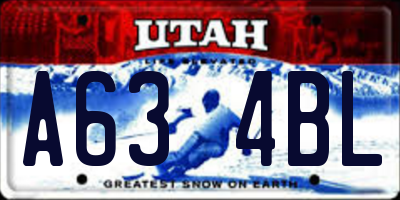 UT license plate A634BL
