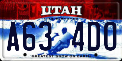 UT license plate A634DO