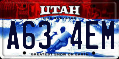 UT license plate A634EM