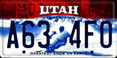 UT license plate A634FO