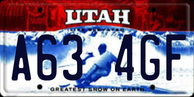 UT license plate A634GF