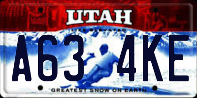 UT license plate A634KE