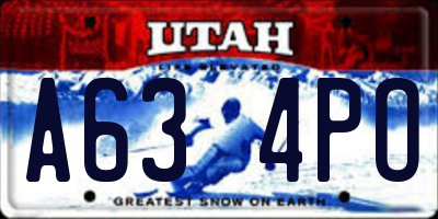UT license plate A634PO