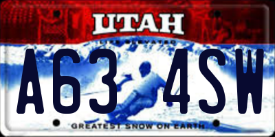 UT license plate A634SW