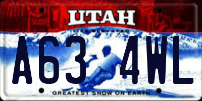 UT license plate A634WL