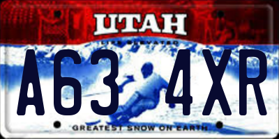 UT license plate A634XR