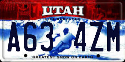 UT license plate A634ZM