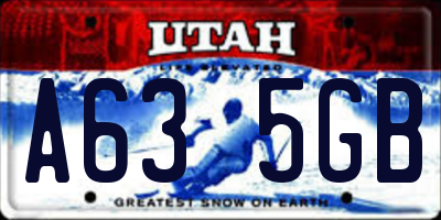 UT license plate A635GB