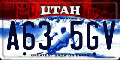 UT license plate A635GV