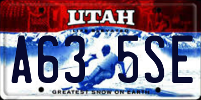 UT license plate A635SE