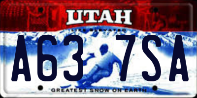 UT license plate A637SA