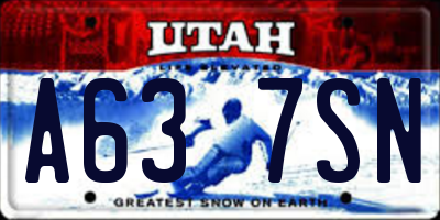 UT license plate A637SN