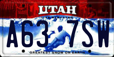 UT license plate A637SW