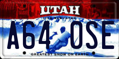 UT license plate A640SE