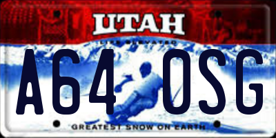 UT license plate A640SG