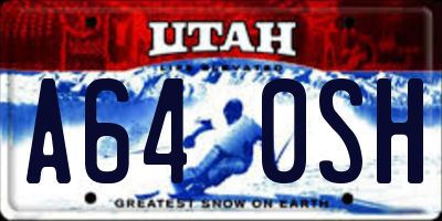 UT license plate A640SH