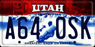 UT license plate A640SK