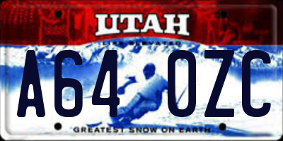 UT license plate A640ZC