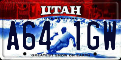 UT license plate A641GW