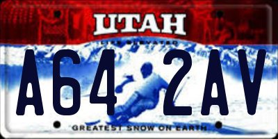 UT license plate A642AV
