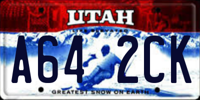 UT license plate A642CK