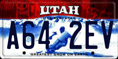 UT license plate A642EV
