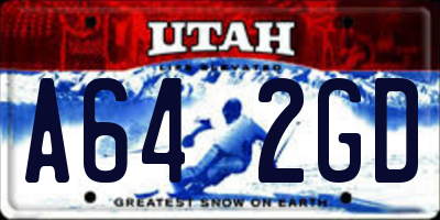 UT license plate A642GD