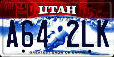UT license plate A642LK