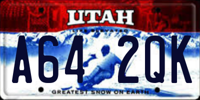 UT license plate A642QK